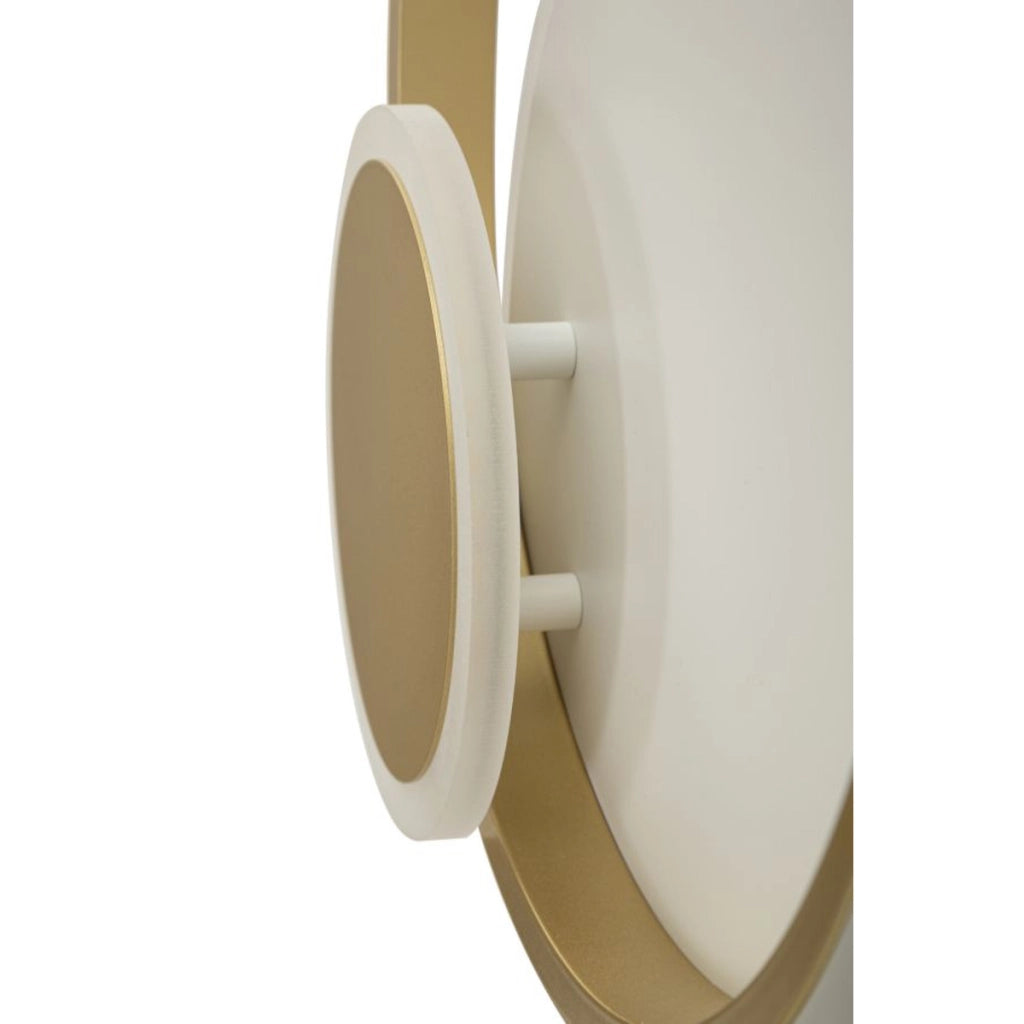 Lampada da parete Dish circolare in alluminio oro e bianco