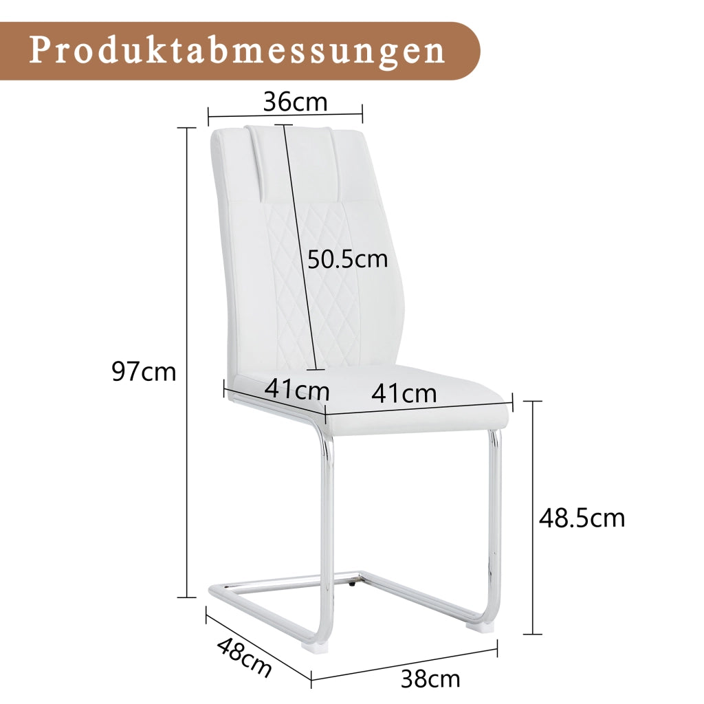 Sedie da Pranzo Scandinave ¨C MINIMAL ¨C Bianche, Gambe in Metallo, Set 4 Pezzi