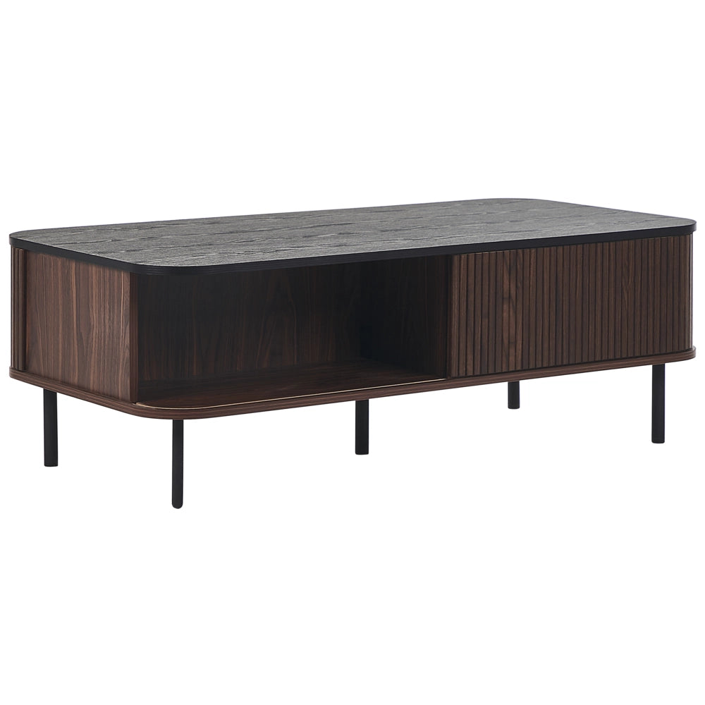 Tavolino moderno finitura legno scuro 41 x 60 x 120 cm stile rustico con porte scorrevoli
