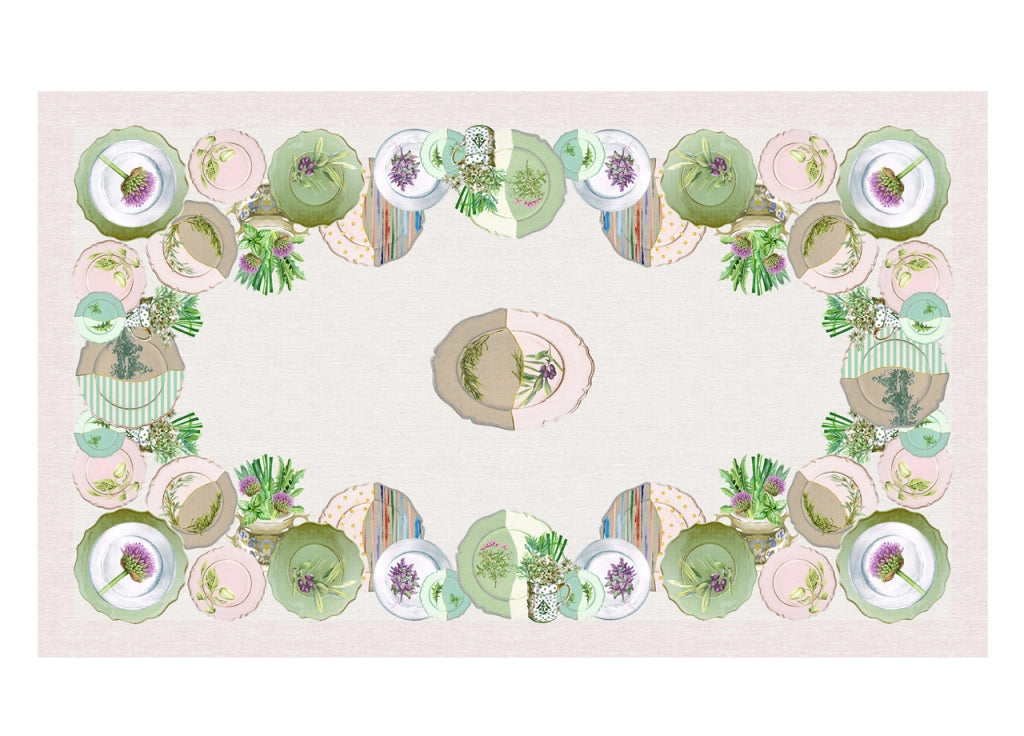 Tovaglia Copritavolo In 100% Cotone Stampa Digitale Disegno Piatti GI - 140x240 - Piatti