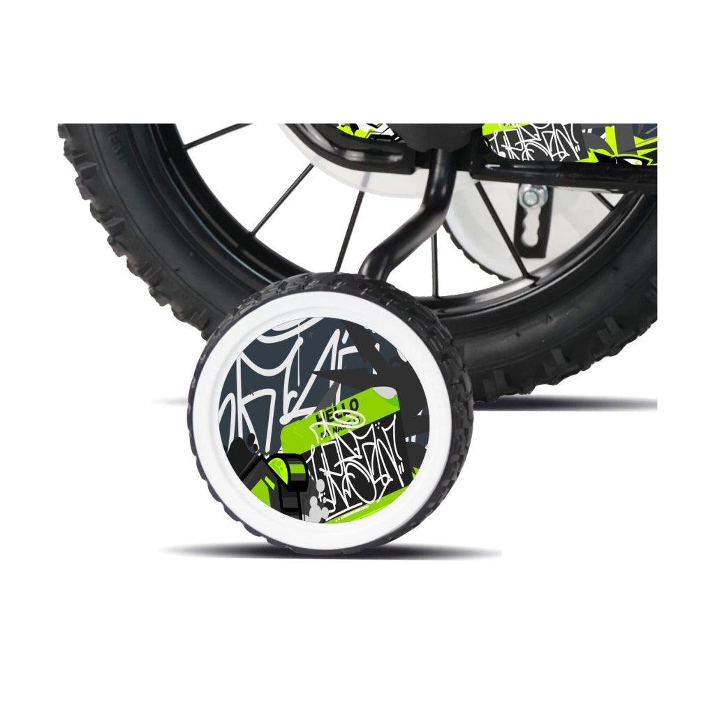 Bicicletta per Bambini 14" BMX Freni Caliper e Stabilizzatori in Acciaio Hi-Ten Verde