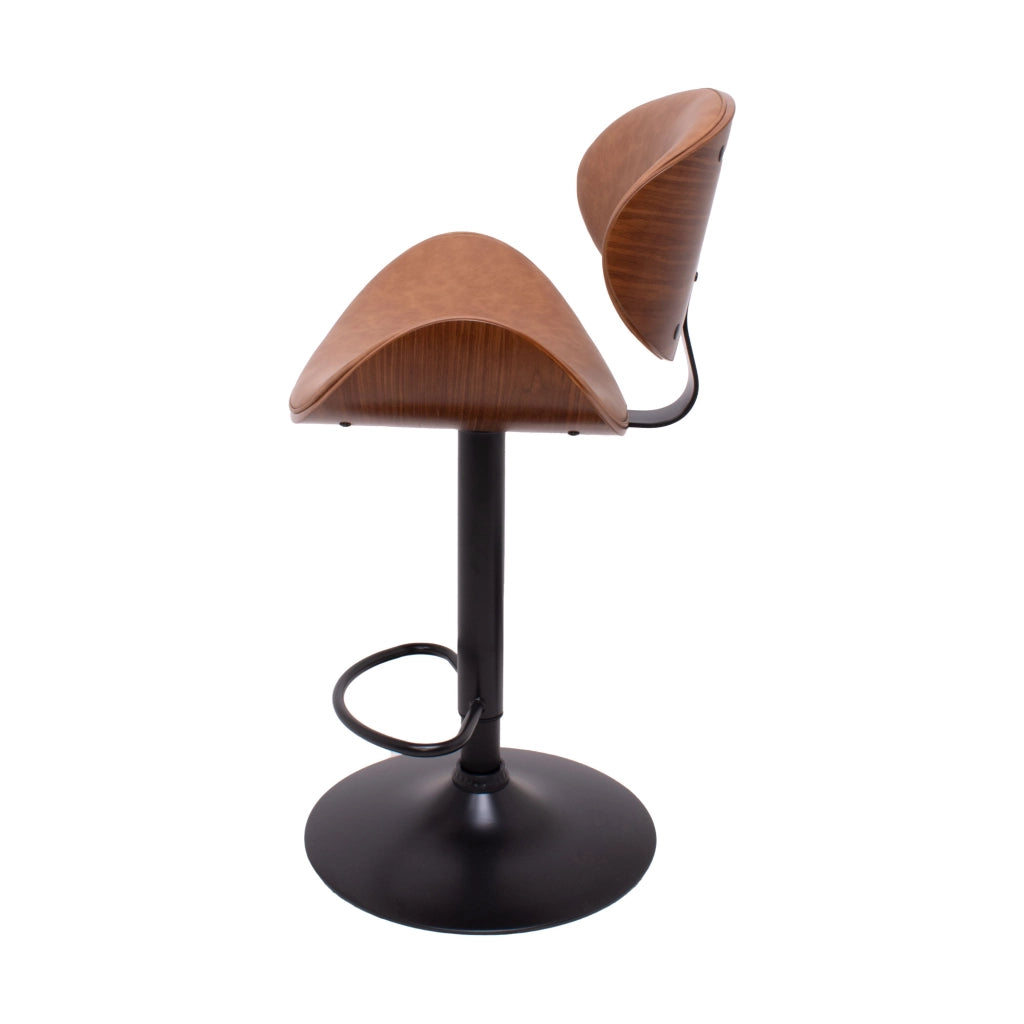 Glasgow - Set 2 Sgabelli Bar imbottiti 52,5x94/115x40 cm in legno Massello e Similpelle Marrone