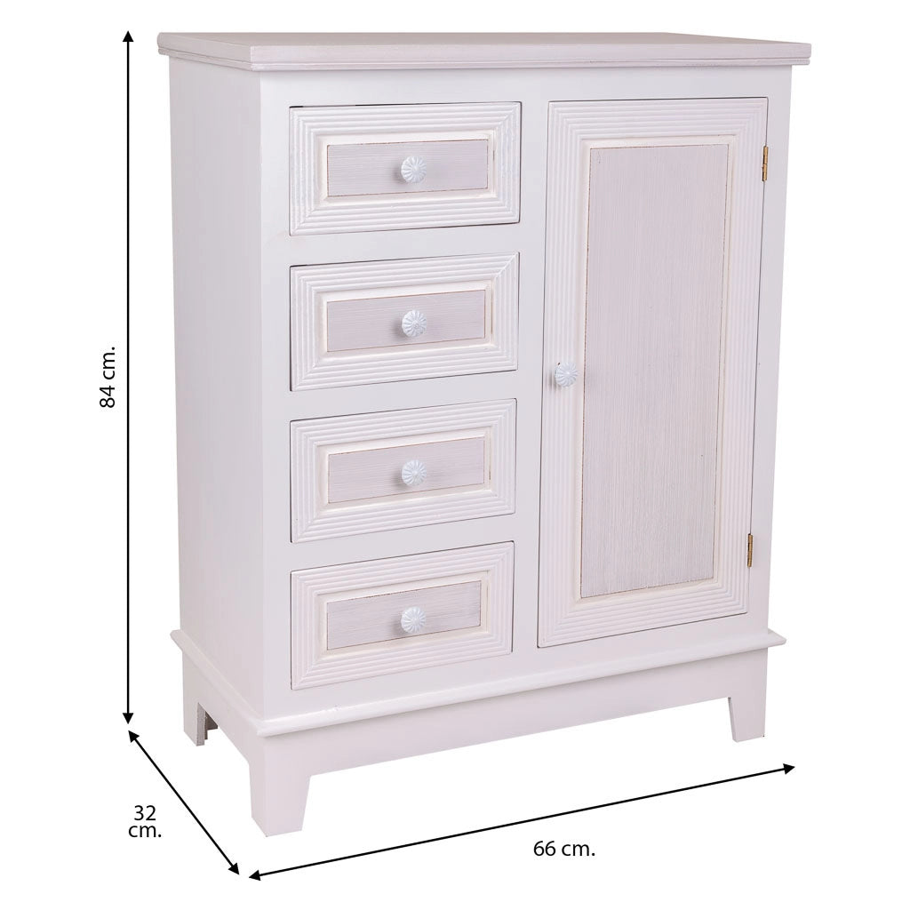Mobile da ingresso in legno bianco 66x32x84 h
