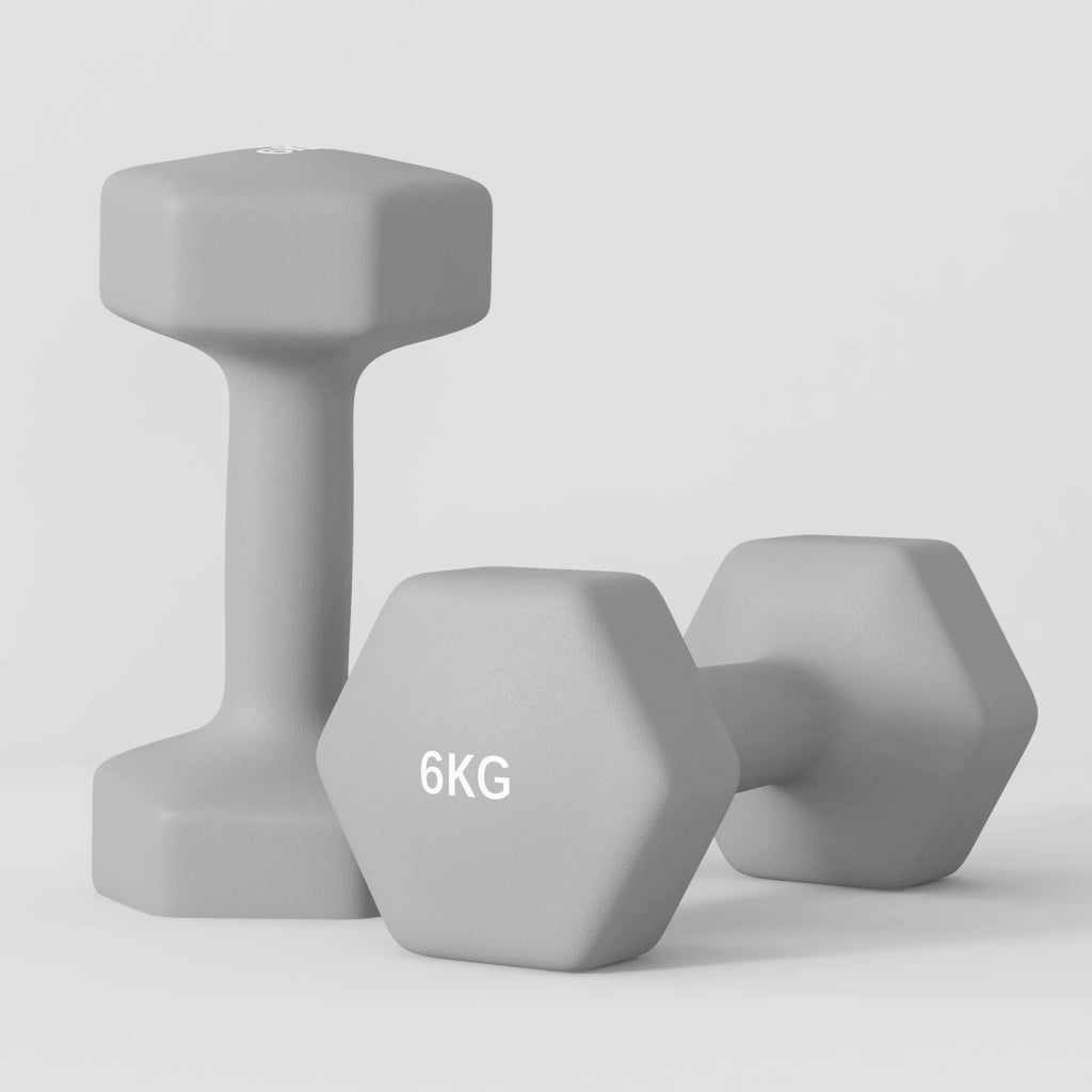 Set 2 Manubri Esagonali da 2x6 kg con Impugnatura Antiscivolo in Metallo e Plastica Grigio
