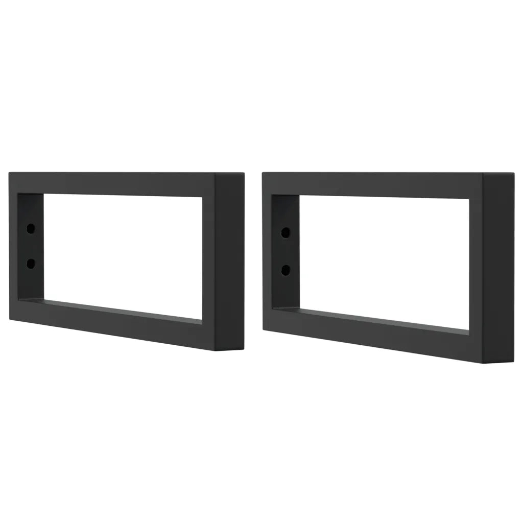 Reggimensole per Lavabo 2 pz-Supporti per mensole a muro Nere Rettangolari in Acciaio 445449