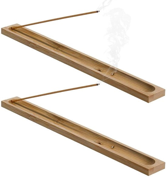 Sostegno per Incenso 2 Pezzi - Legno/Bambù - Regolabile Angolo - Meditazione/Yoga - Interno/Esterno - Materiale Duraturo