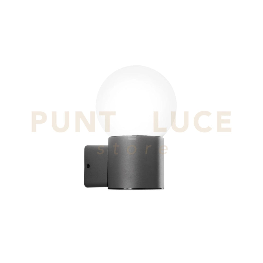 APPLIQUE SKITTLE ANTRACITE 1 LUCE ATTACCO E27 IP54 15X28X22,7CM DIFFUSORE SFERA BIANCO