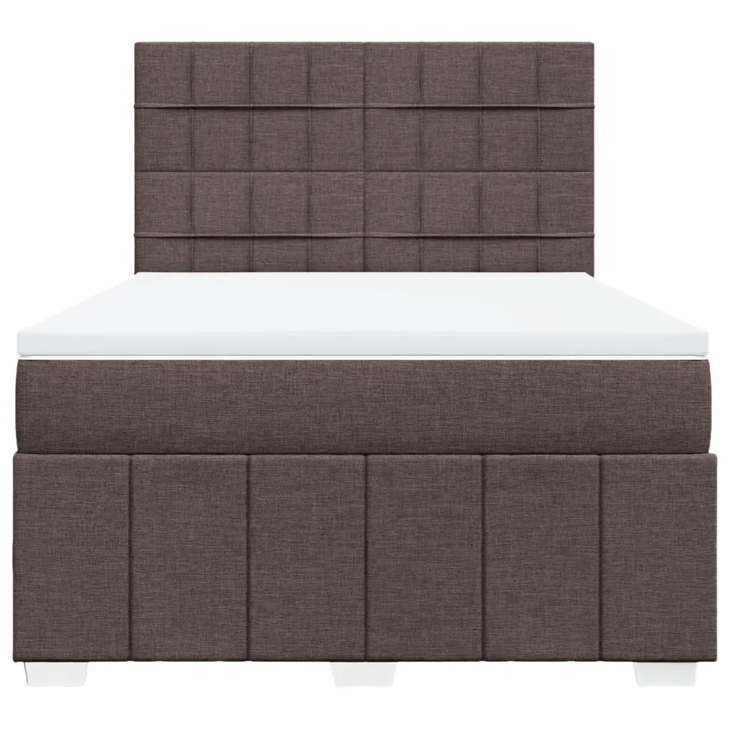 Giroletto a Molle con Materasso Marrone Scuro 140x190cm Tessuto