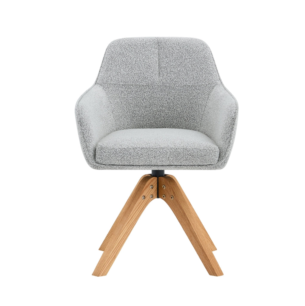 Set di 2 sedie da pranzo girevoli a 360° in stoffa e legno grigio