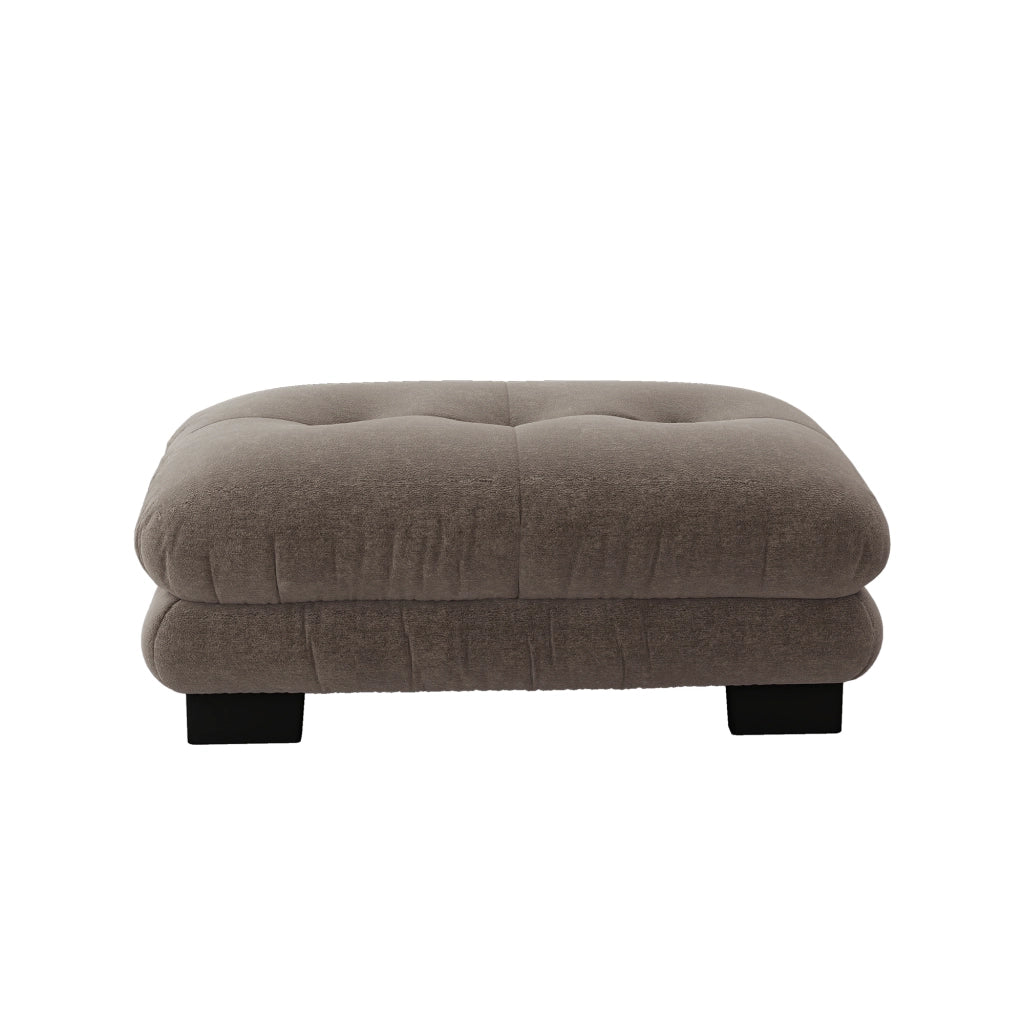 POUF in tessuto Chenille marrone, design arrotondato, 1 pezzo