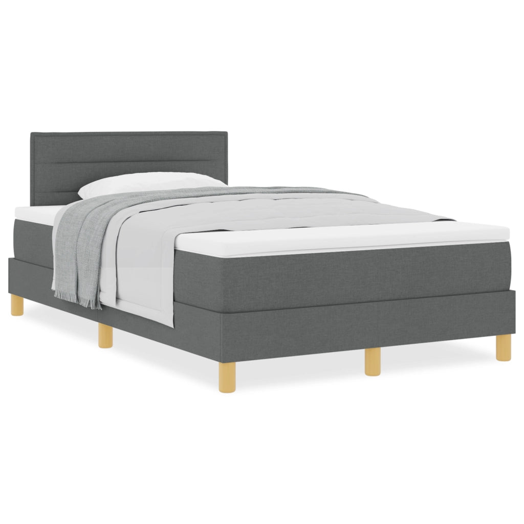 Letto con Box Spring e Materasso Grigio Scuro 120x190 cm in Tessuto