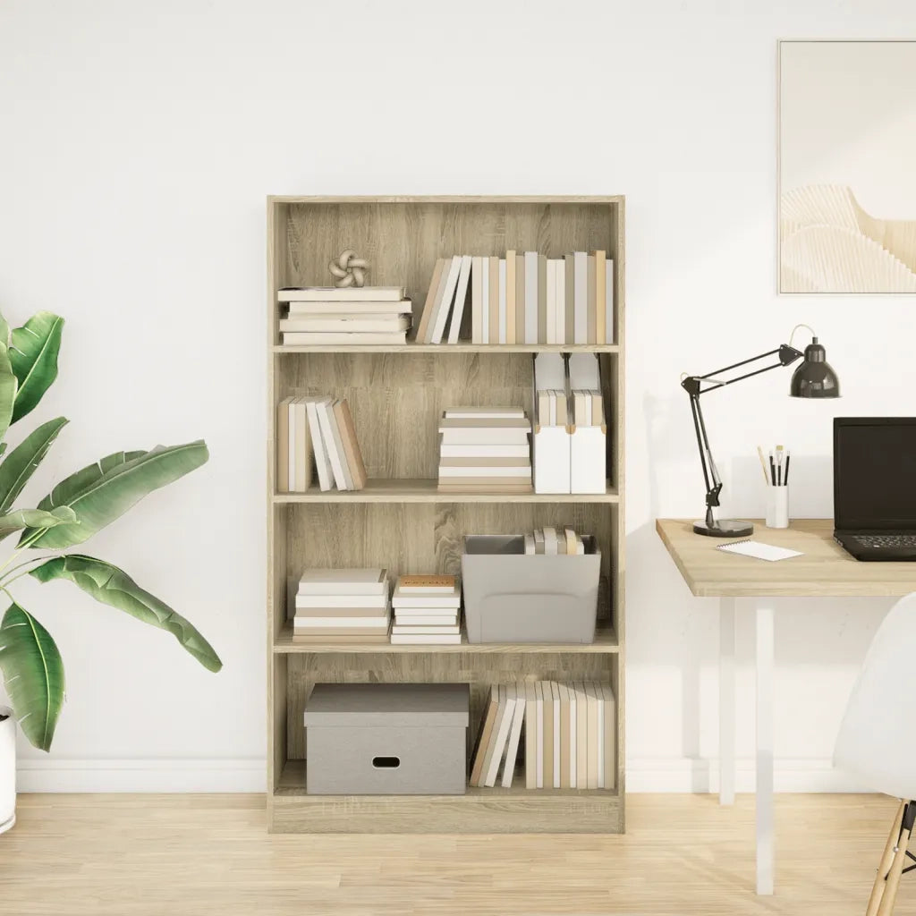 Libreria-Scaffale per Libri-Mobile di Stoccaggio Rovere Sonoma 80x24x143 cm in Legno Multistrato