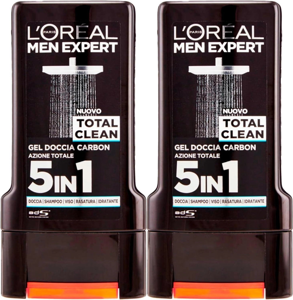 L'OREAL SET 2 PZ PARIS MEN EXPERT GEL PER DOCCIA DA 300 ML TOTAL CLEAN AL CARBONE