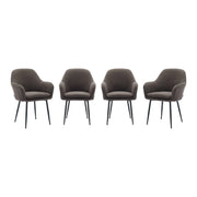 Set di 4 poltrone in velluto a coste con gambe in metallo nero opaco,