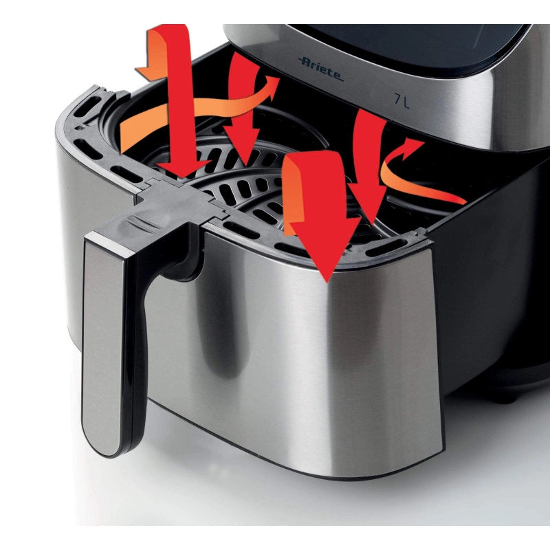 Friggitrice ad aria 1800W, 7L, 2,8kg, 12 programmi, cestello antiaderente con griglia - Metal