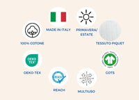 Copriletto Piquet Primavera Estate 100% Cotone Disegno Acquarello - Piazza E Mezza - Acquarello