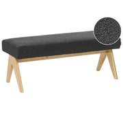 Panca Boucle nero e marrone chiaro con gambe in legno imbottite Panca per corridoio e panca da letto