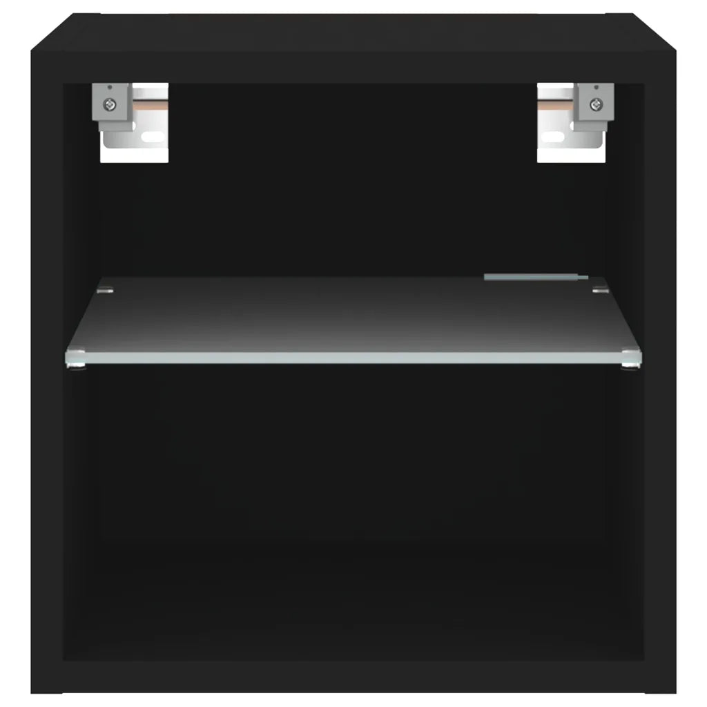 Mobile TV a Parete con Luci LED Nero 30x28,5x30 cm 836975