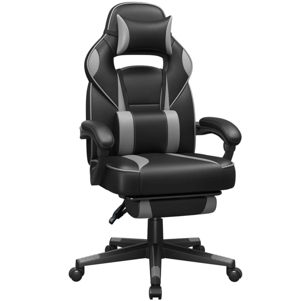 Sedia da gaming sedia da ufficio regolabile con poggiapiedi telescopico ergonomico meccanismo di inclinazione poggiatesta supporto lombare capacità di carico 150 kg nera 12_0005912