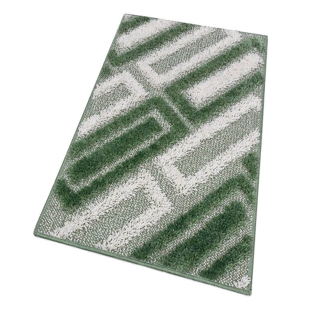 Tappeto Bagno 50x110 Cm Moderno Morbido Soffice Assorbente Asciugapassi Antiscivolo Lavabile Verde