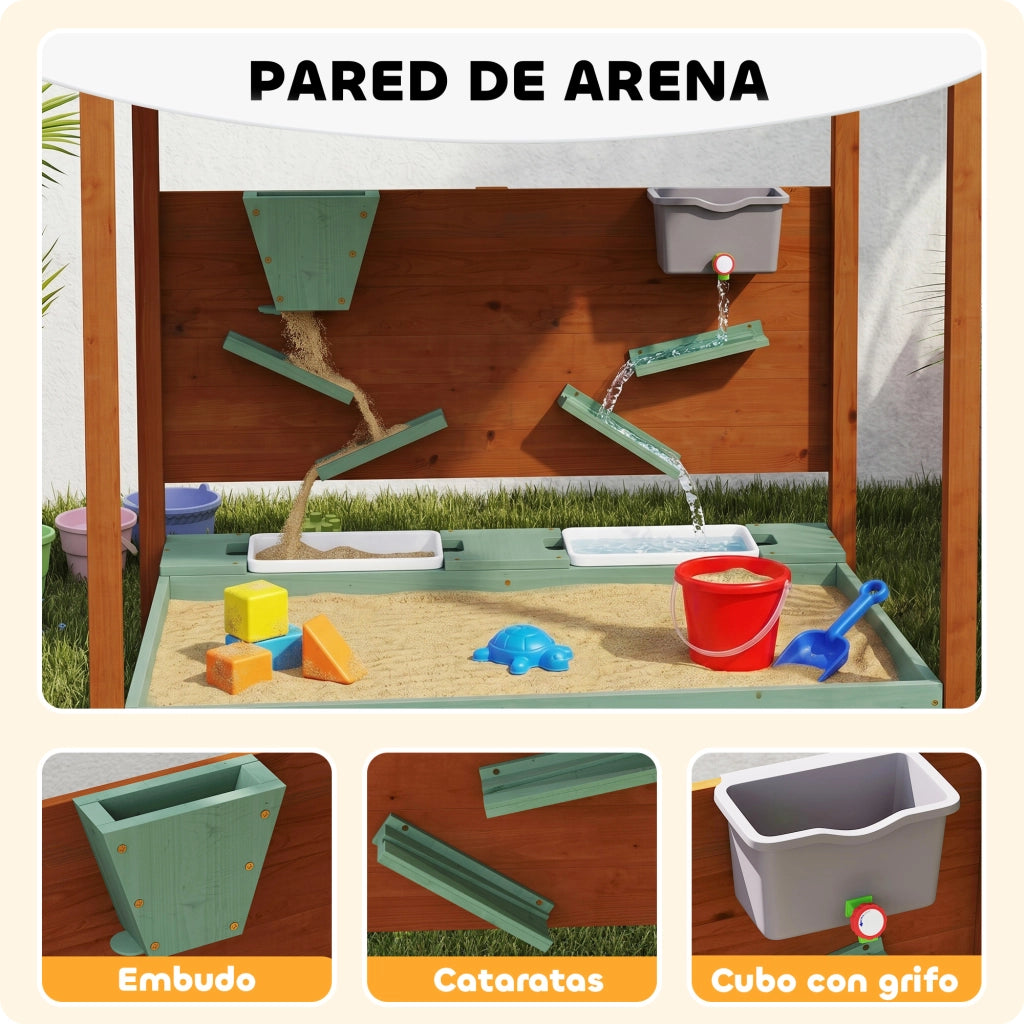 Casetta da Gioco con Sabbiera per Bambini ¨C zephmum ¨C 116x112.5x128 cm Verde Legno