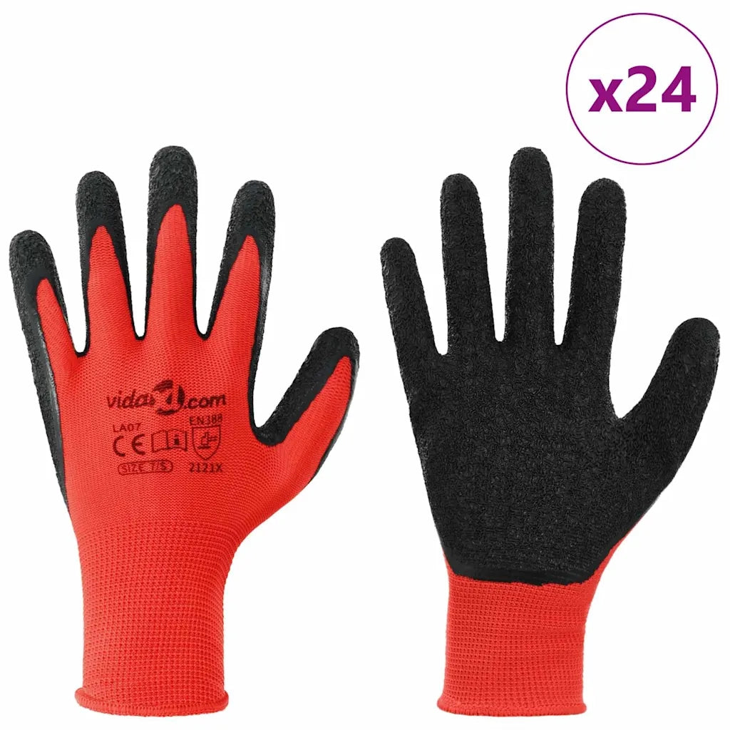 Guanti da Lavoro 24 pz Rosso e Nero 7 / S CFW9044426