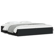 Letto matrimoniale | Letto per adulti | Giroletto con Cassetti Nero 200x200 cm in Legno Multistrato