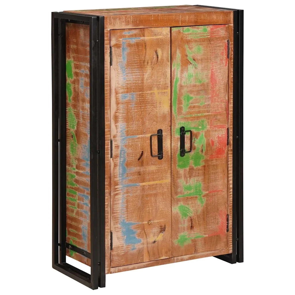 Credenza | Highboard con Ante Marrone Legno Recuperato Massello e Metallo