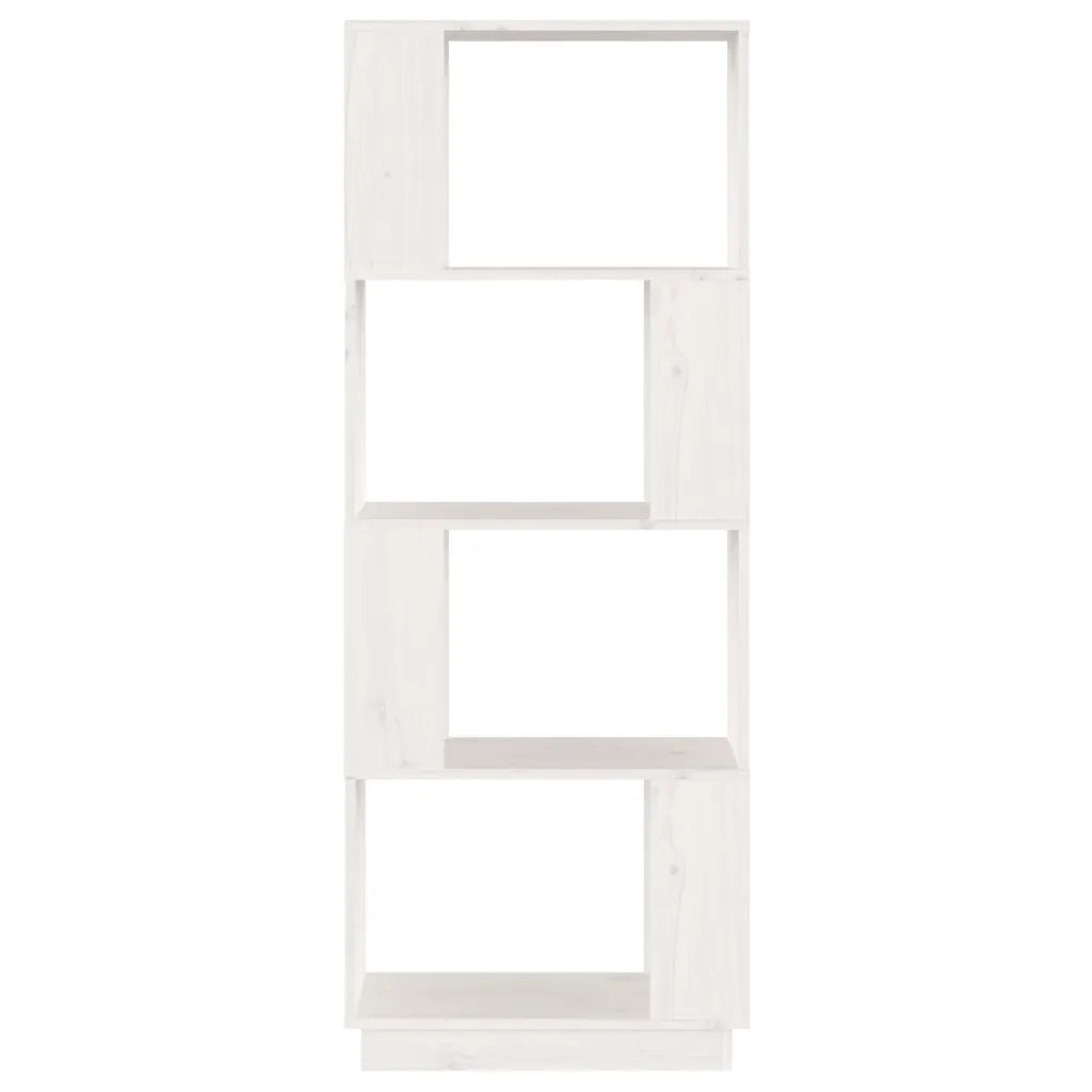 Libreria Divisorio-Scaffale per Libri-Mobile di Stoccaggio Bianco 51x25x132 cm Legno Massello di Pino