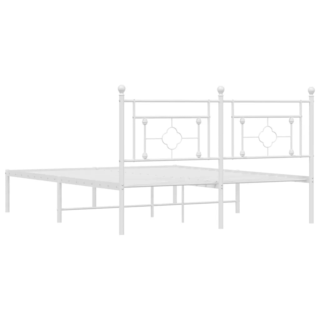 Giroletto con Testiera-Struttura Letto con testiera Metallo Bianco 160x200 cm 548036