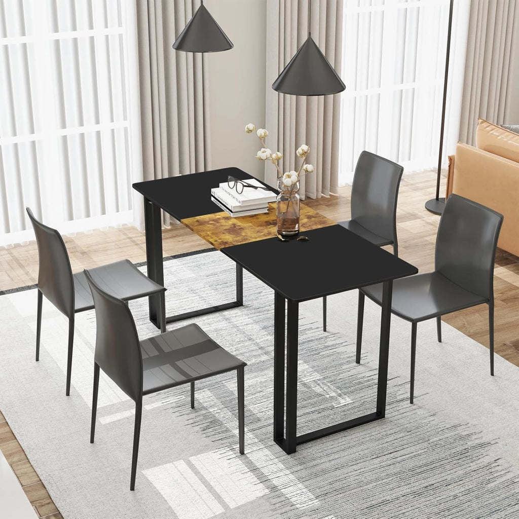Scrivania per computer in stile industriale, 160 x 60 x 75,5 cm, grande tavolo da lavoro con telaio in metallo, per ufficio, studio, sala da pranzo (nero+marrone)