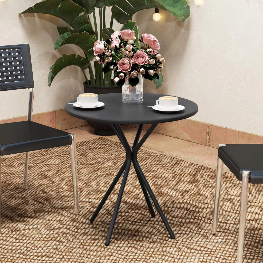 Tavolo da giardino rotondo ¨C zephmum ¨C nero, acciaio, ?60 cm