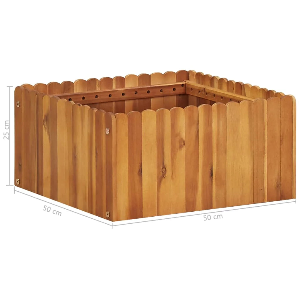 Fioriera rialzata per piante e fiori giardino 50 x 50 x 25 cm legno massello di acacia 02_0001070