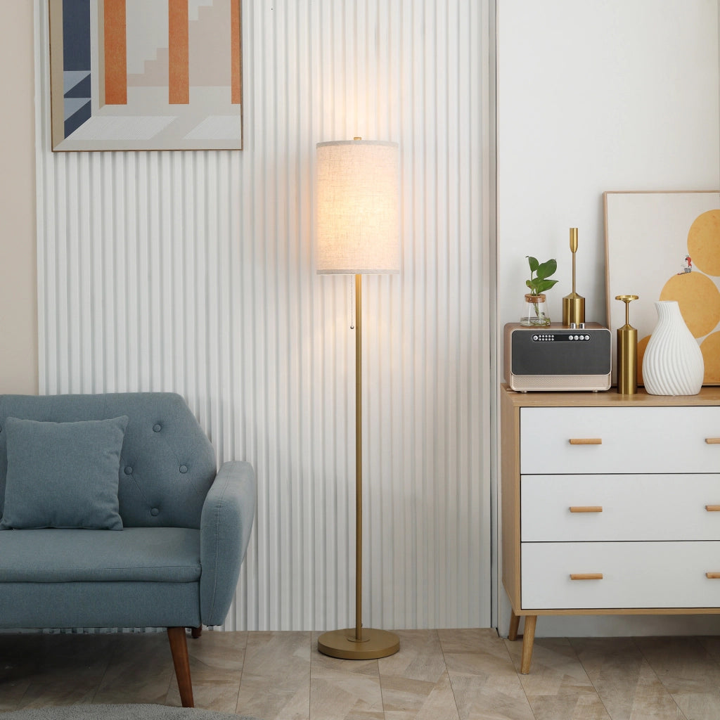 Lampada da terra design ¨C zephmum ¨C dorato e beige 25,5x25,5x157 cm
