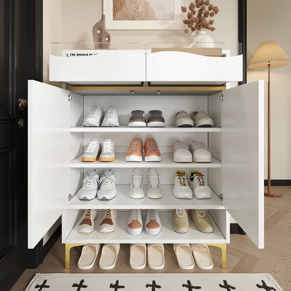 Scarpiere moderna con LED 16 colori - Xylo - 80??35??105 cm - Bianco - Design compatto con cassetti e ripiani