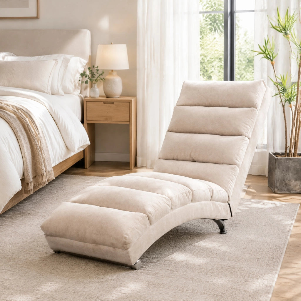 POLTRONA Massaggiante con vibrazione 55x148x84 cm Lino Beige