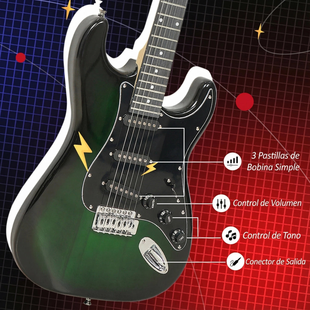 Kit Chitarra Elettrica per Principianti con Amplificatore 15W ¨C zephmum ¨C Nero