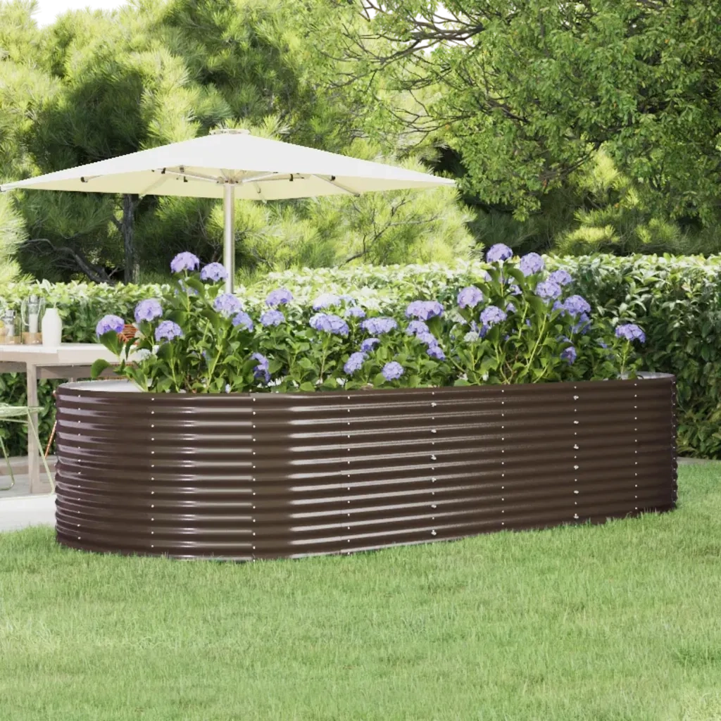 Letto Giardino Acciaio Zincato 291x140x68 cm Marrone 319100