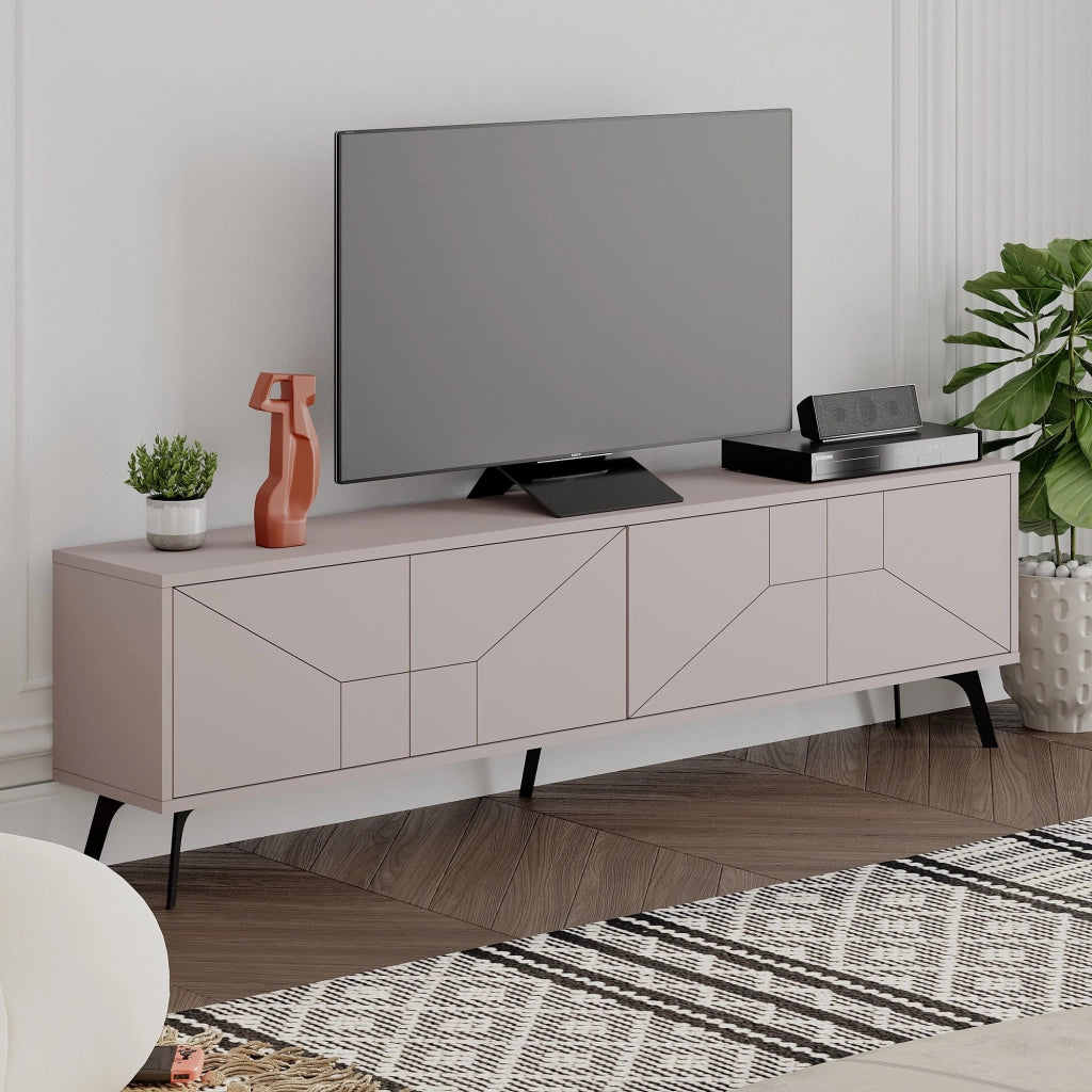 Porta TV in legno "Dune" - 180 x 29 x 50 cm - Marrone chiaro moka