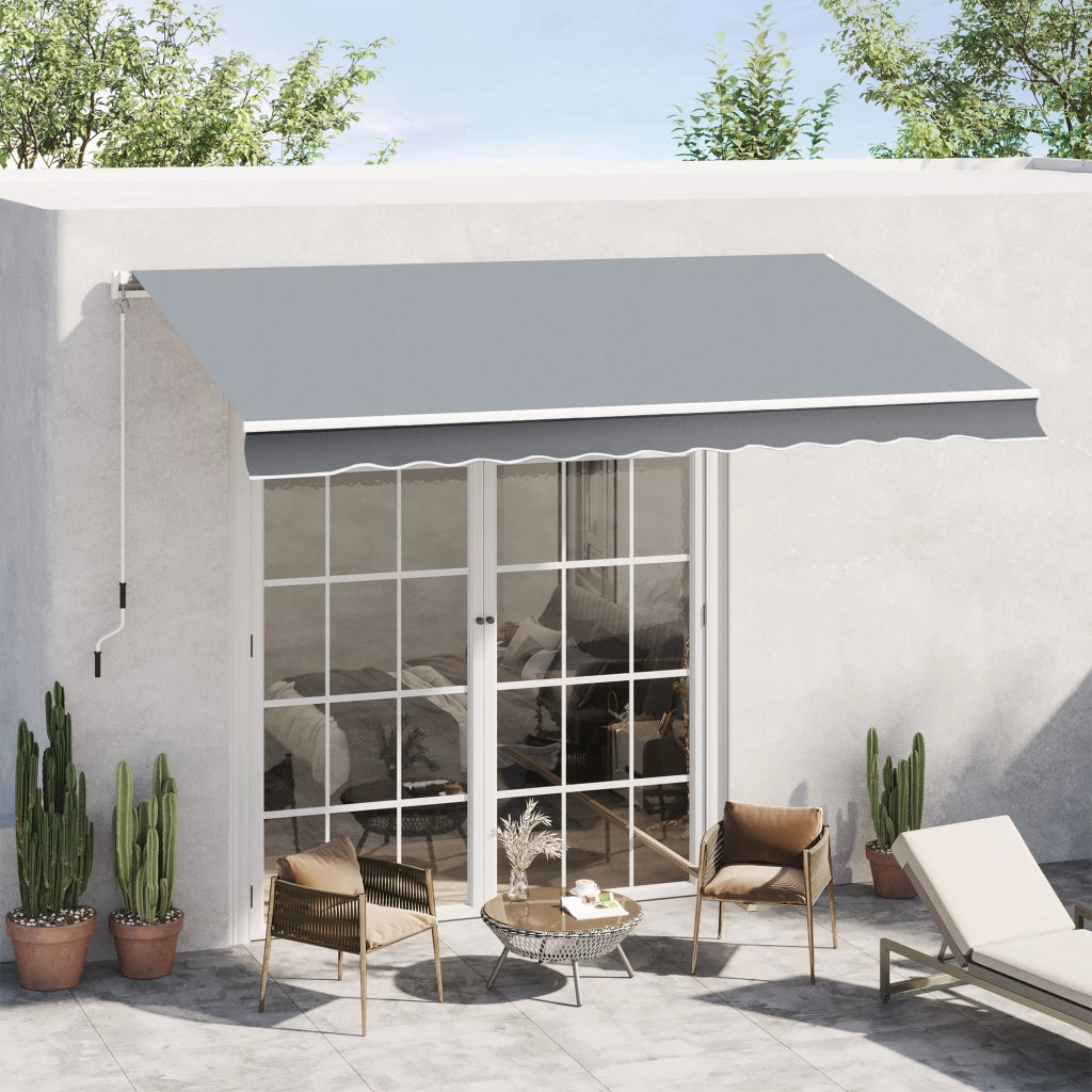 Tenda da esterno per terrazzo retrattile manuale ¨C Zephmum ¨C Grigio, 395x245 cm, alluminio e polyester