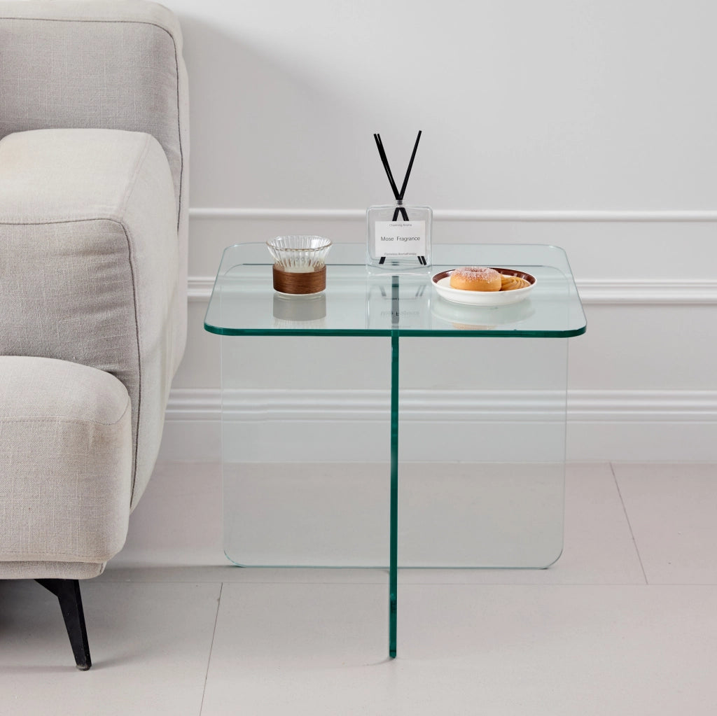 Tavolino trasparente in vetro temprato 45 x 45 x 51 cm