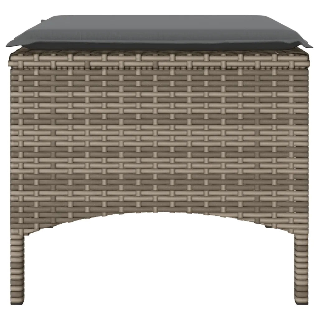 Divano Giardino 2 Posti con Tavolo e Sgabelli-Sofa da Giardino-Divanetto da esterno Grigio Polyrattan 802749