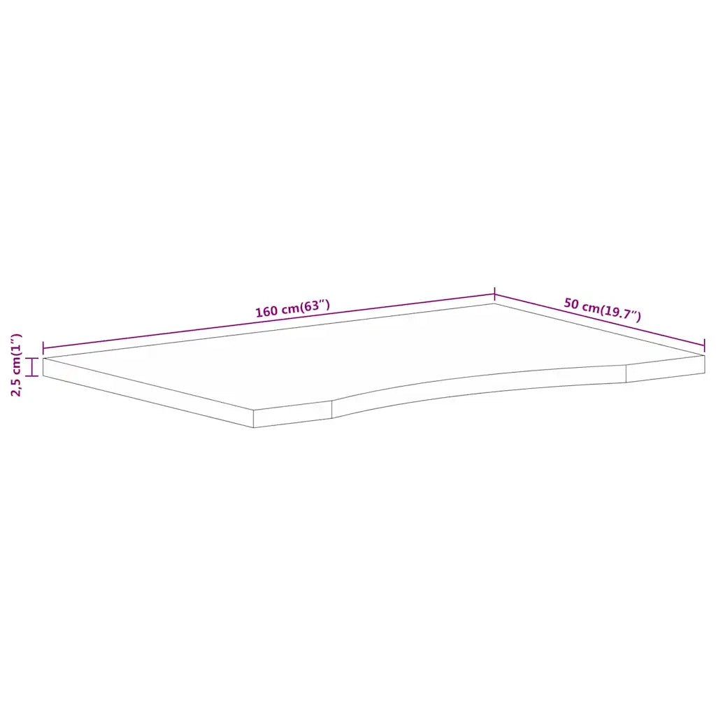 vidaXL Piano Scrivania con Curva 160x50x2,5cm Massello Grezzo di Mango