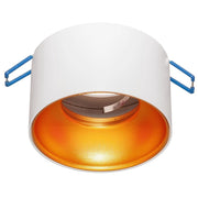 Trade Shop - Portafaretto Tondo Bianco Oro Incasso 70 Mm Cartongesso Lampade Led Gu10 Gu5.3 -