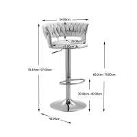 Set di 2 Sgabelli da Bar Girevoli 360° in Velluto con Altezza Regolabile, Design Lussuoso per Cucina e Sala da Pranzo, Nero