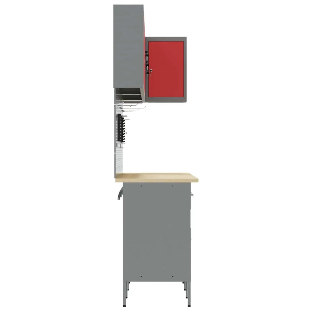 Set di mobili da lavoro con cassetto 12 pcs Rosso e Grigio 3321507