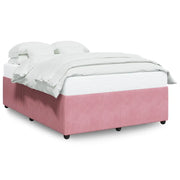 Letto matrimoniale | Letto per adulti | Giroletto Rosa 140x200 cm in Velluto
