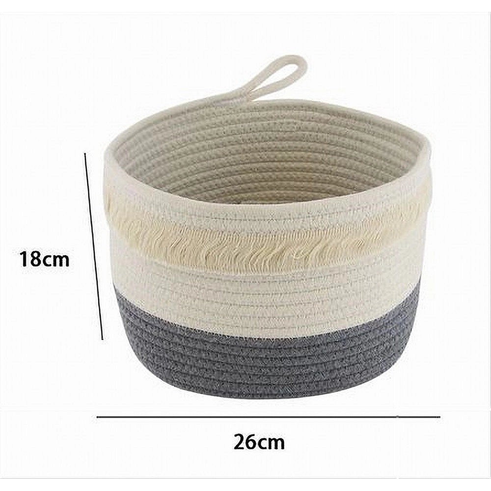Trade Shop - Cestino Porta Biancheria Oggetti Corda Intrecciata Cesto Organizer 26x18cm 10655 -