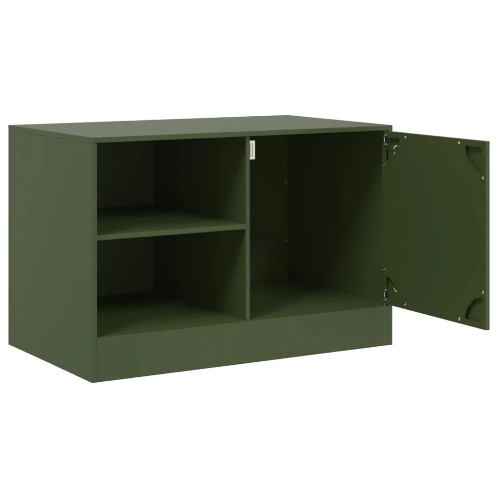 Mobile TV multimediale mensola TV credenza TV sala da pranzo soggiorno camera da letto verde oliva 67 x 39 x 44 cm acciaio verde 02_0028260