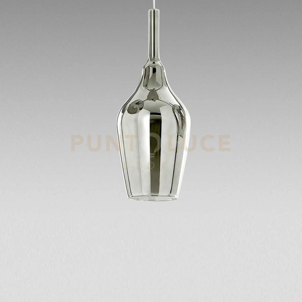 OFELIA S/12 MINI - VETRO CROMO SPECCHIATO E E PORTALAMPADA BIANCO 1 LUCE ATTACCO G9 CAVO TRASPARENTE SENZA BASE DI ATTACCO D.13CM H.33M